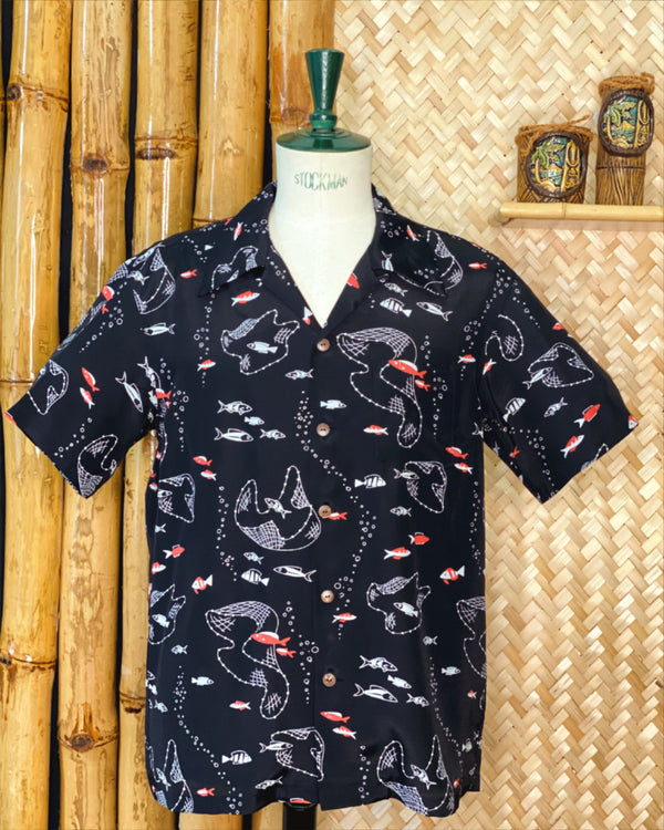 Micky Oye Fish In a Throw Net Aloha Shirt