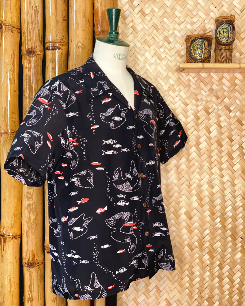 Micky Oye Fish In a Throw Net Aloha Shirt