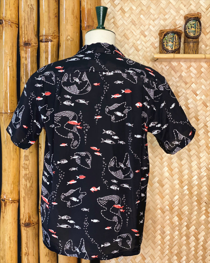 Micky Oye Fish In a Throw Net Aloha Shirt