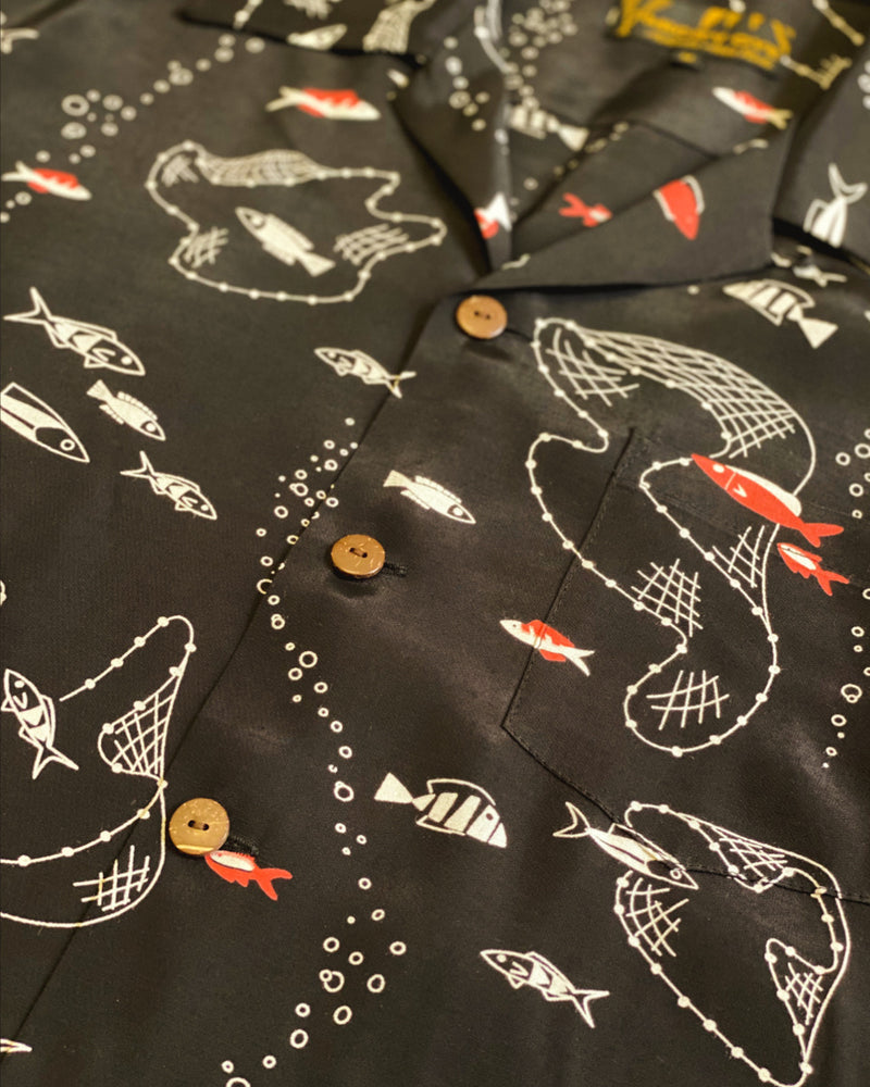 Micky Oye Fish In a Throw Net Aloha Shirt